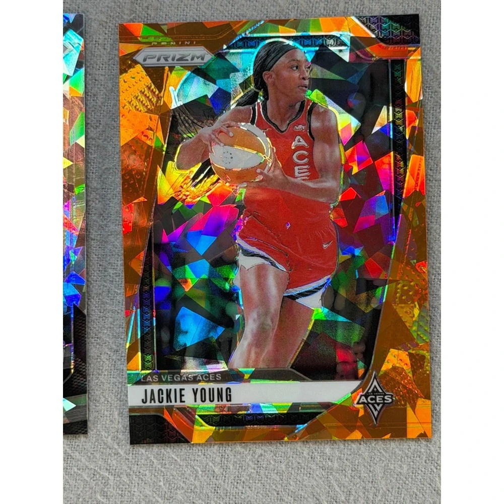 2024 Panini Prizm WNBA Jackie Young 2 Card Lot Cracked Ice Orange Ice Aces